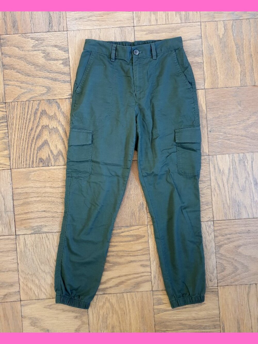 GAP Girlfriend Jogger Pants Cargo Hiking Olive Green Side Pockets Size 2 Cotton